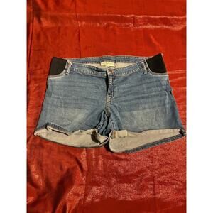 Isabel Denim Shorts Womens 14 Midi Short Blue Maternity Elastic Side Panel